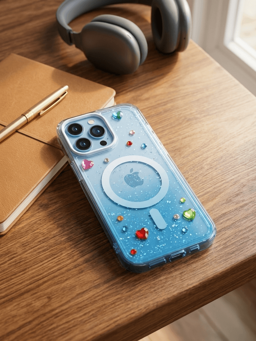 جراب آيفون جليتر ستراس (MagSafe) — Baby Blue
