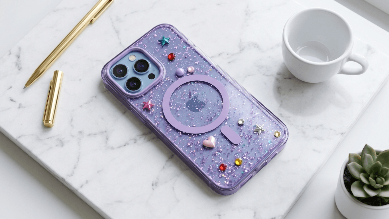 جراب آيفون جليتر ستراس (MagSafe) — Purple Galaxy